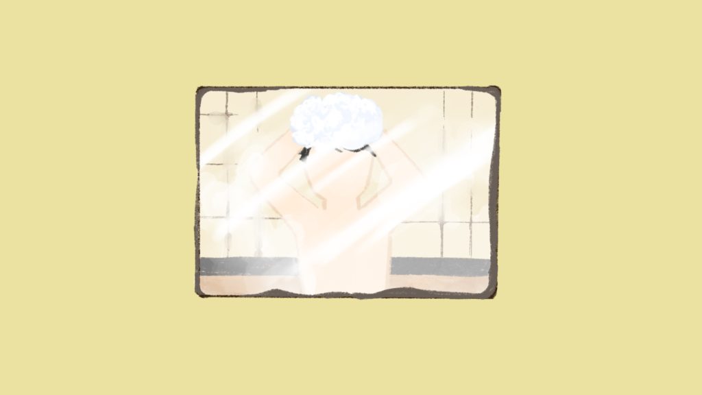 銭湯の鏡をのぞく