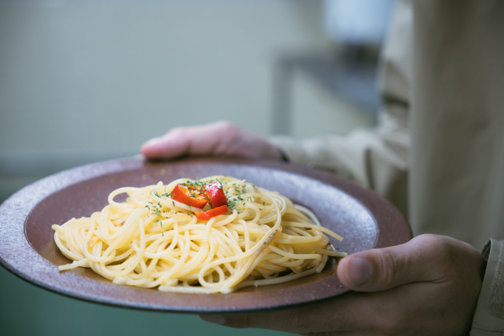 完成したペペロンチーノ